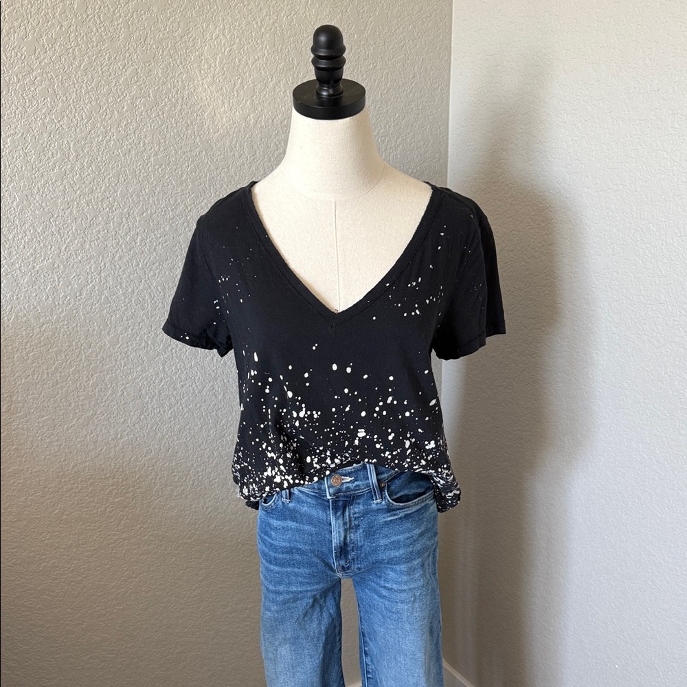 Anthropologie Black and White Splatter Tee